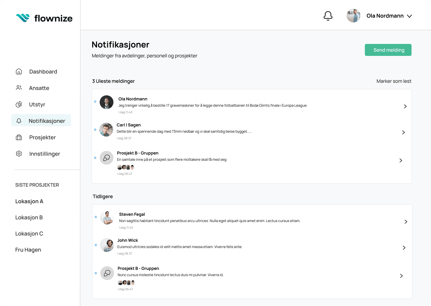 Communication dashboard