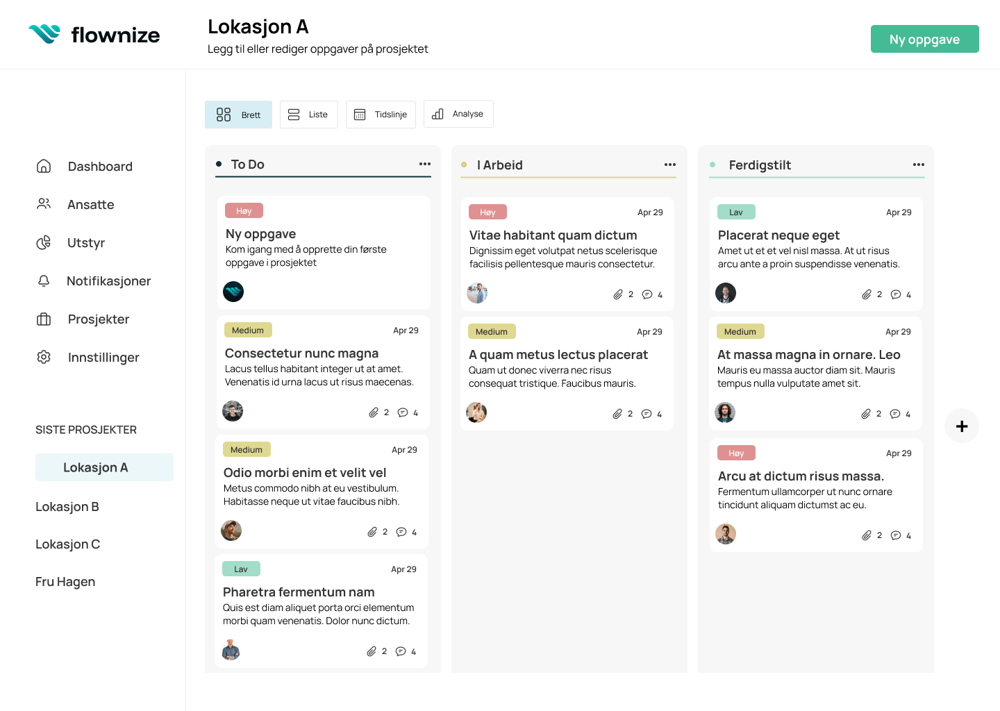 Project creation interface